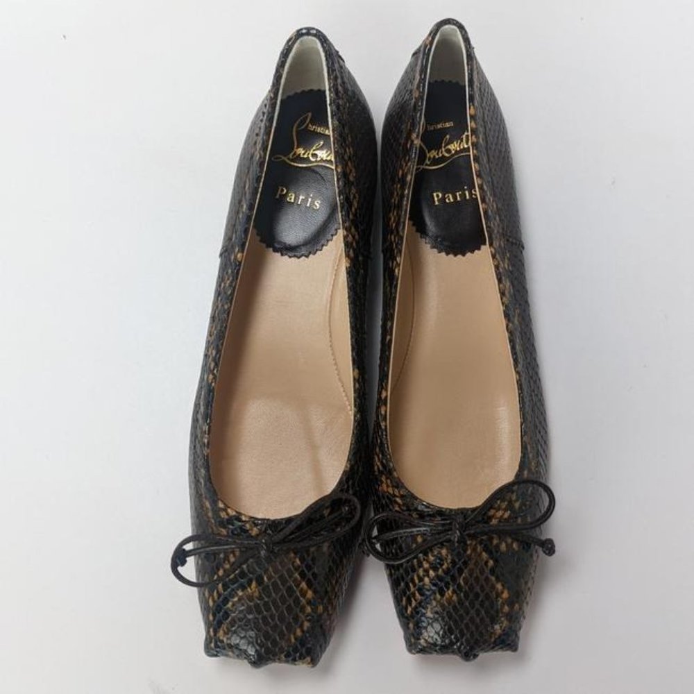 SOLD Christian Louboutin  Mamadrague Snake Embossed Amazonia Leather Flats 36.5 - Picture 2 of 4